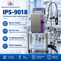 Imprimante CIJ IPS-9018, codeur de date, codeur de lot, machine de codage à petits caractères en acier inoxydable 3 m/s pour emballage, interface USB
