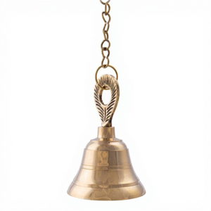 Pure Brass Hanging Bells with Decorative Chain for Pooja Room Vintage Temple Bell Hanging for <b>Mandir</b> Decoration Traditional Home - Product Image 4
