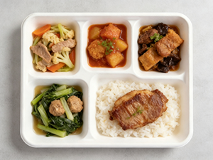 Plateau rond <span class=keywords><strong>de</strong></span> haute <span class=keywords><strong>qualité</strong></span> à 5 compartiments, biodégradable, en bagasse, <span class=keywords><strong>vaisselle</strong></span> <span class=keywords><strong>jetable</strong></span> pour mariage avec gobelets - Product Image 2