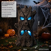 Décoration de scène pour Halloween : Demôn de l'Arbre à Demi-Visage Lumineux et Sonore, Idéal pour Maisons Hantées et Salles d'Évasion