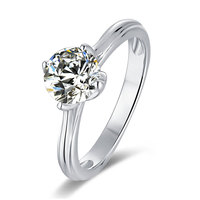 Bague de mariage pour femme en argent 925 avec moissanite ronde sertie à griffes, plaquée rhodium – Fabricant