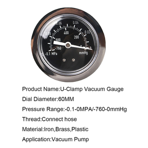 -760mmhg 진공 압력계 U 클램프 튜브 블랙 스틸 케이스 가스 압력 게이지 - Product Image 6