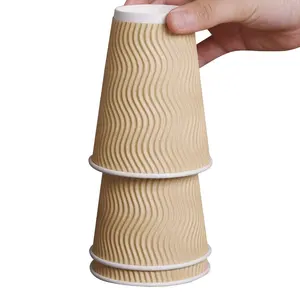 8/12/16/22 Oz Coffee Cups With Lids Ripple Ripple Wall Paper Coffee Cups Disposable Ripple Wall Coffee Paper Cup With Lid