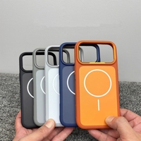 Coque de téléphone en silicone souple mat givré avec protection magnétique pour appareil photo en métal pour iPhone 15 16 17 Promax