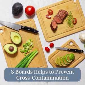 Hiện đại 3 mảnh đảo ngược tre cắt Board thiết lập hình chữ nhật thiết kế hình chữ nhật đang chặt khối cho bữa ăn chuẩn bị và phục vụ - Product Image 4
