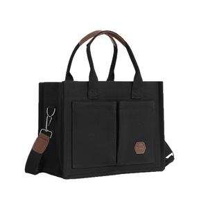 Beilian Women's Canvas Tote Bag Black Insulated Magnetic Closure Everyday Work Commute Bag Horizontal Square Minimalist Style - Product Image 5