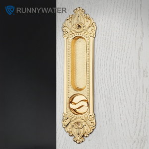 Juego de Cerradura para Puerta Corredera de Latón Macizo en Oferta, Cerraduras y Manijas de Oro Real Antiguo para Puertas de Madera - Product Image 2