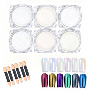 ผงเล็บออโรร่าเพิร์ลเรนโบว์โครมสีขาวใส ผงเล็บมูนไลท์สีขาว ผงสีสำหรับทาเล็บ อุปกรณ์ทำเล็บ - Product Image 3