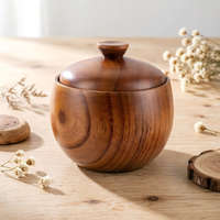 Pot à épices en bois de jujube, pot à sel de cuisine domestique, boîte à condiments rétro en bois massif avec couvercle