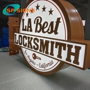 SP Customize Advertising stainless steel Circle round light box waterproof Led Sign box Double sided outdoor store front sign