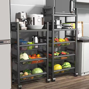 Kitchen <b>Storage</b> Rack 3 Tier Metal Rolling <b>Cart</b> With Wheels For Fruit Vegetable And Microwave Oven <b>Storage</b> - Product Image 2