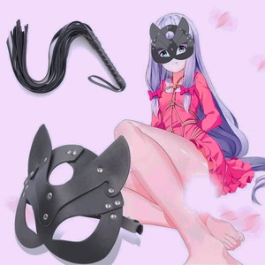Masque facial sexy avec oreilles de chat en PVC, unisexe, pour fêtes et jeux de rôle - Product Image 1