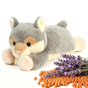 Coussin <span class=keywords><strong>chauffant</strong></span> réutilisable en peluche renard avec graines <span class=keywords><strong>de</strong></span> <span class=keywords><strong>lin</strong></span> et boule d'argile <span class=keywords><strong>de</strong></span> blé, compatible micro-ondes - Product Image 1