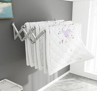 Tendedero de Ropa Plegable de 5 Niveles, Extensible, Multifuncional, Simple, Moderno, de Acero Inoxidable, para Montar en la Pared, Ahorra Espacio