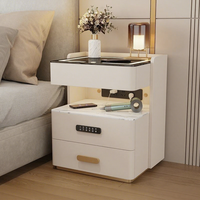 Table de chevet intelligente, mobilier de maison, simple et moderne, trois pompes, multifonctionnelle, charge sans fil, rangement, table de nuit, acrylique de pierre
