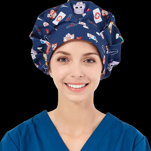 Gorros quirúrgicos tejidos ANNO con estampado de colores para médicos, enfermeras y quirófanos; camisetas y camisetas de manga corta. - Product Image 2