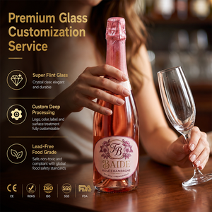 Bouteille de whisky/vodka en verre <span class=keywords><strong>Magnum</strong></span> vide de 750 ml avec bouchon, design rond avec logo client - Product Image 3