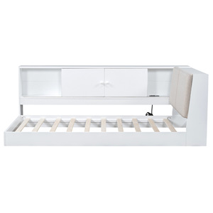 White Multi Functional Children <b>Storage</b> Bed With Shelves Bedroom Furniture For <b>Kids</b> And Adults - Product Image 4