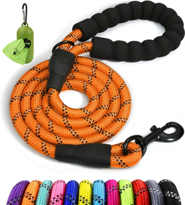 Durable Classic Stylish Reflective Braided Nylon Lace Padded <b>Pet</b> <b>Leash</b> Multiple Colors Comfortable Foam Handle Safe Convenient - Product Image 5