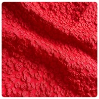 Kain Jacquard Bunga 3D Solid Merah Tone-on-Tone 100% Poliester Tenun Baru untuk Jaket dan Gaun Cina, Dapat Disesuaikan