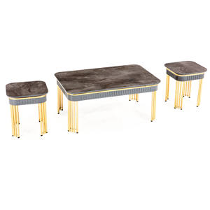 Juego de Mesa de Centro Bahar, Mármol Sintético, Estructura Metálica, Muebles Modernos para Sala de Estar, Diseño Duradero - Product Image 2
