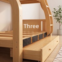 Lit superposé double style minimaliste en bois massif pour adultes et enfants, idéal pour dortoir familial