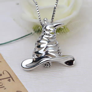 Pendentif chapeau magique en argent S925 pour Halloween, accessoire DIY avec cage 7-8, perle 2792 sans trou, support vide pour perles en vrac - Product Image 1