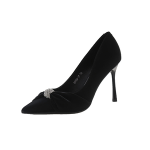 Scarpe da sera da donna eleganti per invitati a matrimoni, modello coreano slip-on estivo con tomaia in PU, tacco a spillo e suola in gomma confortevole - Product Image 1