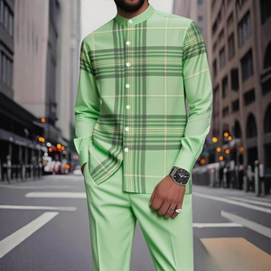 Nuova Collezione 2026: <span class=keywords><strong>Camicia</strong></span> a Maniche Lunghe con Colletto Etnico e Stampa 3D in Stile Europeo-Americano e Pantaloni Formali per Uomo - Product Image 4
