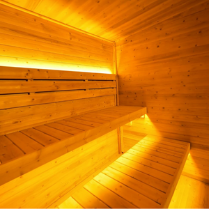 Cabine de sauna traditionnelle de luxe pour l'extérieur, sauna <span class=keywords><strong>carré</strong></span> en bois massif avec porte en verre trempé - Product Image 2