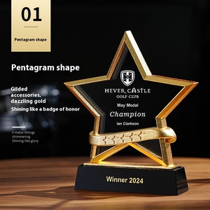 Trofeo a Stella a Cinque Punte in Metallo e Cristallo Personalizzabile Gratuito per il Personale Eccezionale della Riunione Annuale, Campione Creativo - Product Image 2