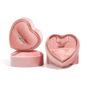 Custom Logo Mini <strong>Jewelry</strong> Organizer Storage <strong>Box</strong> White Pink Velvet <strong>Heart</strong> <strong>Shape</strong> Floral Pattern Fashion Packaging for Rings - Product Image 4