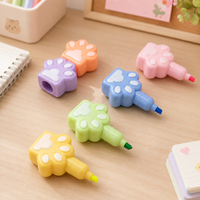 Surligneurs 6 couleurs en forme de patte de chat et de fleur, empilables, à pointe biseautée, pour étudiants, fournitures de bureau et de planification