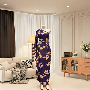 Robe élégante et noble pour <span class=keywords><strong>femme</strong></span>, style africain, à une épaule, manches longues, imprimé numérique, en tissu respirant – Nouveauté en gros - Product Image 3
