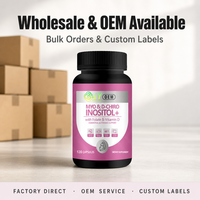 Capsules de Myo-Inositol et D-Chiro-Inositol 2000mg pour l'équilibre hormonal féminin, rapport 40:1, Folate, Vitamine D3, Fabrication GMP