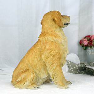 مصنع مخصص الراتنج ديكور الكلب في الهواء الطلق محاكاة واقعية النحت الذهبي لابرادور تمثال كلب صغير تمثال الحيوانات الأليفة عشاق النحت - Product Image 3