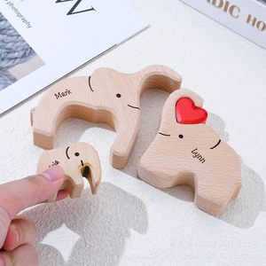 Cross-border <b>Elephant</b> Family Warm Family Home Wooden Puzzle Wooden Carving Crafts Ornaments Party <b>Decorations</b> - Product Image 4