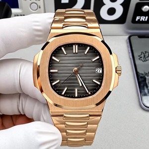 Montre mécanique de luxe série 5711, boîtier en or 18 carats, cadran noir classique à barres horizontales, fonction calendrier, montre d'affaires pour homme - Product Image 2