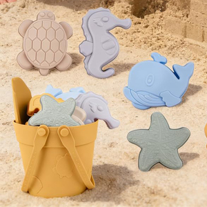 Ensembles de jouets de plage en silicone colorés très populaires, accessoires de plage, seau à sable, jouets de bain adaptés aux bébés - Product Image 3