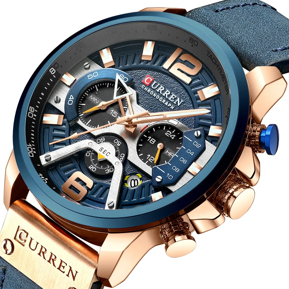 Luxury Gold Waterproof Chronograph Curren Watches Men Reloj Curren 8329