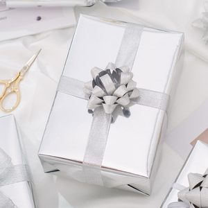 Merture Metallic Silver Wrapping <b>Paper</b> <b>Roll</b> 17 In X 16.4 Ft Solid Color With Cutting Lines For Gift <b>Wrap</b> Birthday Christmas - Product Image 6