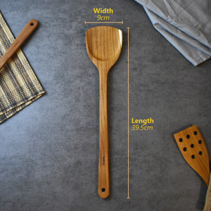 Spatule en bois de teck Malika, écologique, durable, sans peinture ni vernis, halal, personnalisable, extra longue, OEM. - Product Image 6
