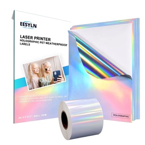 Holographic Pet metalized nhãn <span class=keywords><strong>laser</strong></span> không thấm nước Nhãn dán nhãn tấm cầu vồng màu Sticker cuộn cho Máy in <span class=keywords><strong>laser</strong></span> - Product Image 1