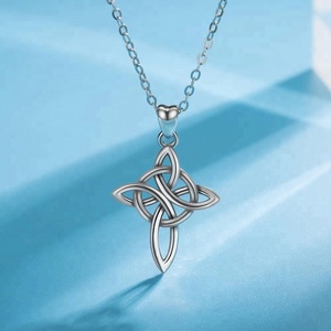 Venta de fábrica Popular celta de Plata de Ley 925 nudo colgante de Cruz de la vida eterna y amor regalos de navidad - Product Image 3