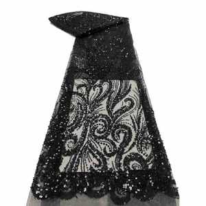 Perle Broderie Paillettes Maille Tissu Dentelle Robe De Mariée En Trois Dimensions Fleur Tissu a Paillettes Brode De Perles - Product Image 2