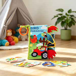Libro Sensorial de Tela con Forma de Animal para Bebés, Libro de Actividades para el Aprendizaje Temprano, Entrenamiento Cognitivo para Niños Pequeños y Preescolares, en Caja con Ventana - Product Image 3
