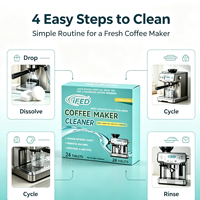 Comprimés effervescents de nettoyage rapide pour machines à café domestiques et commerciales : éliminent les taches et nettoient les pièces internes.