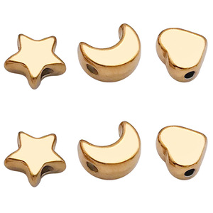 Cuentas espaciadoras <span class=keywords><strong>de</strong></span> <span class=keywords><strong>estrella</strong></span> inflada en tono dorado <span class=keywords><strong>de</strong></span> aleación <span class=keywords><strong>de</strong></span> zinc, accesorios celestiales para pulsera con <span class=keywords><strong>nombre</strong></span> <span class=keywords><strong>de</strong></span> bebé - Product Image 1