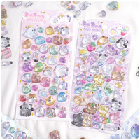 Pegatinas 3D en relieve de epoxi transparente al por mayor, mini pegatinas de animales Kawaii con purpurina en forma de cúpula para diario, funda de teléfono, manualidades DIY