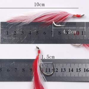 Señuelo de pesca biónico con forma de pulpo y plumas de pavo, rojo y blanco, para lubina, pesca en el mar, cebo de fondo, para ríos y pesca desde embarcación - Product Image 3